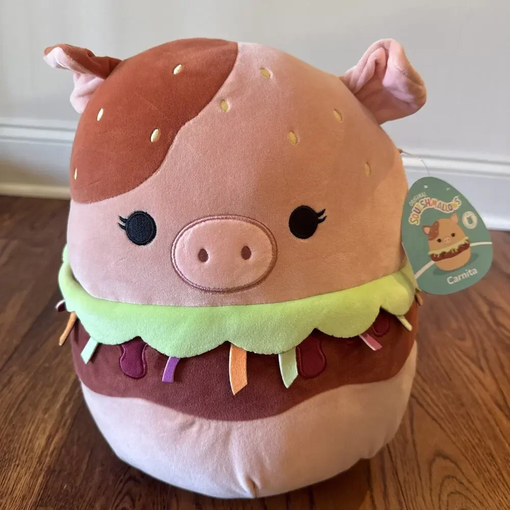 New Squishmallows Carnita Girl Pig BBQ Pulled Pork Sandwich Stuffy Plush Toy NWT